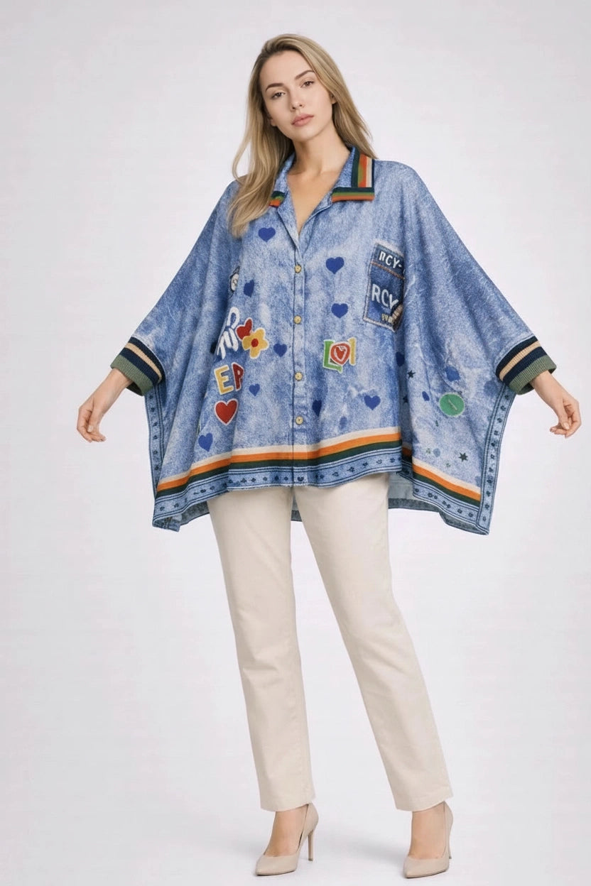 Denim Batwing Top Denim