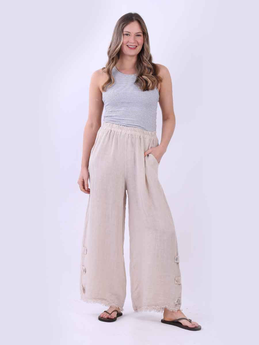 Plain Wide Leg Linen Pant