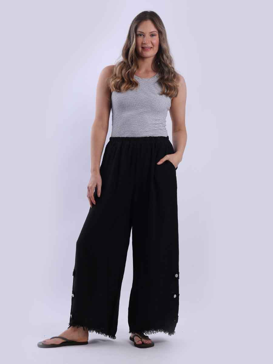 Plain Wide Leg Linen Pant