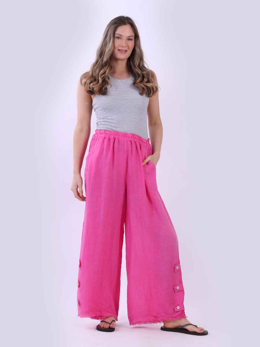 Plain Wide Leg Linen Pant