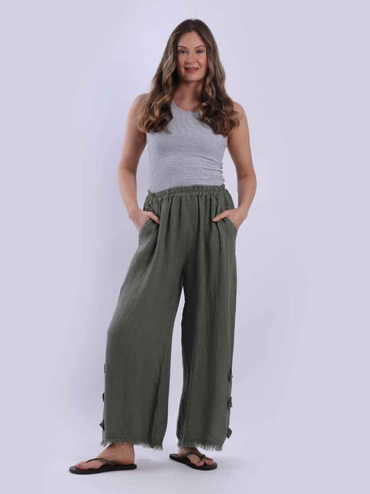 Plain Wide Leg Linen Pant