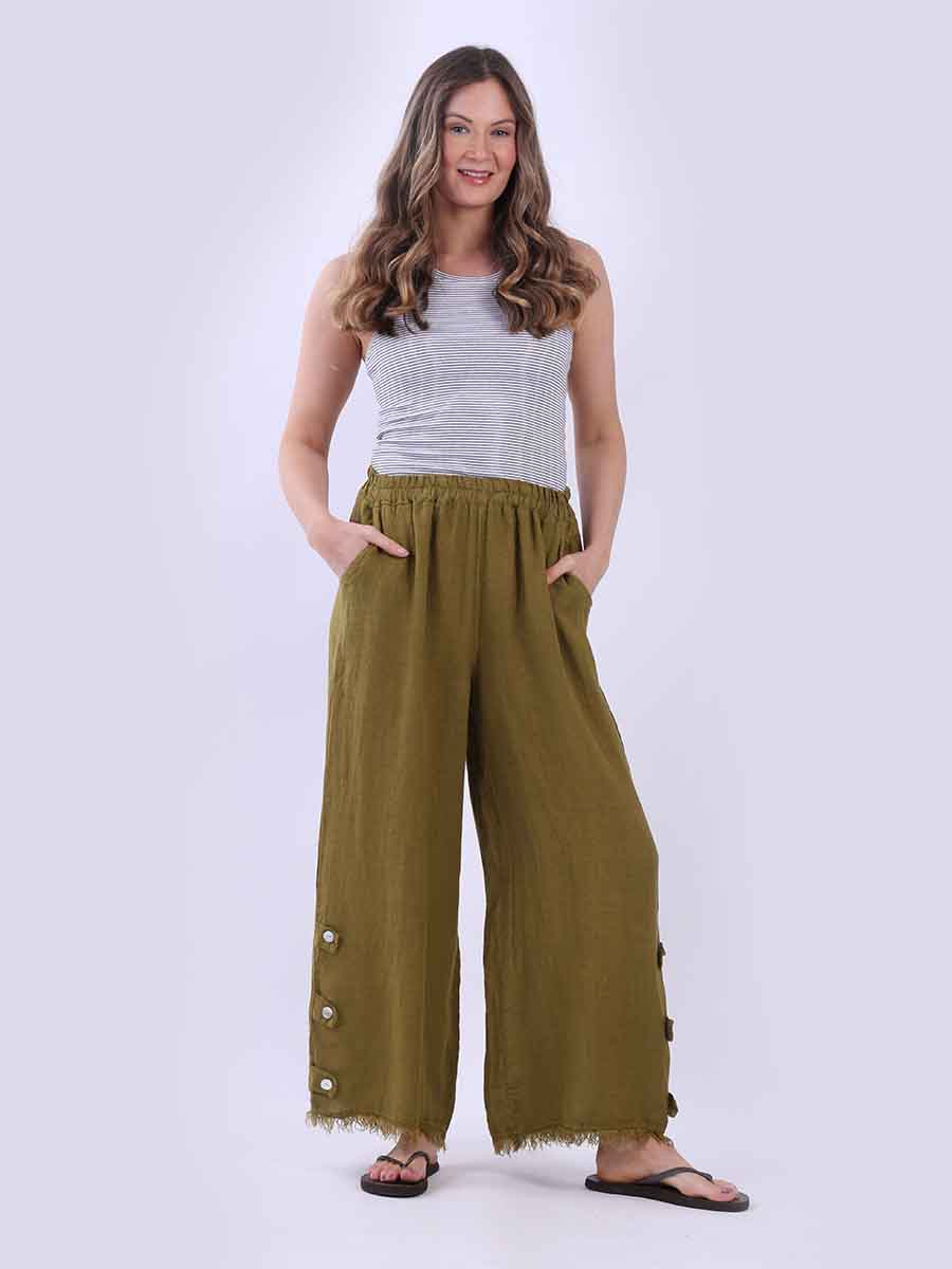 Plain Wide Leg Linen Pant