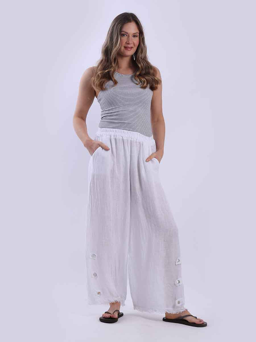 Plain Wide Leg Linen Pant