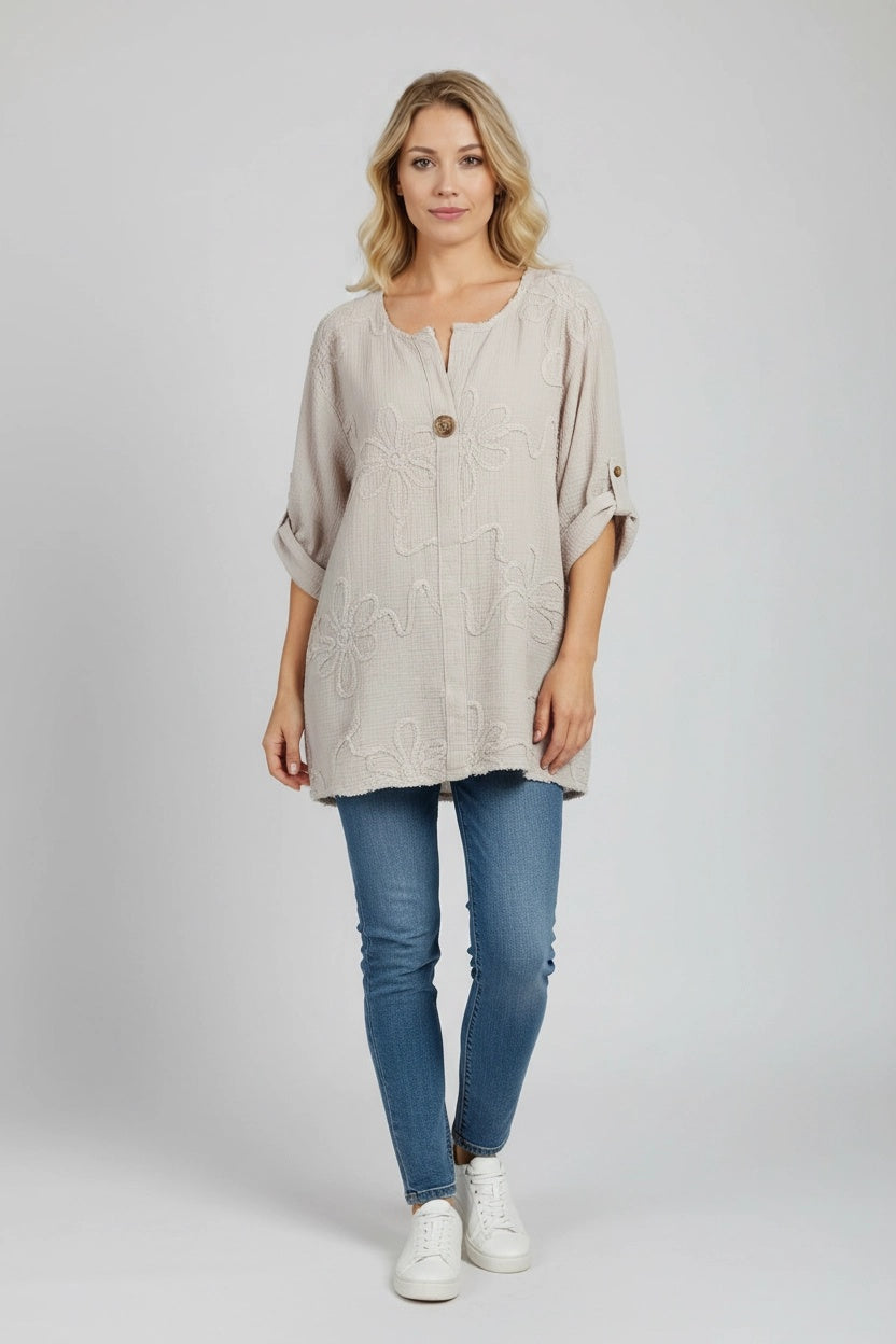 Cotton Tunic Top Beige