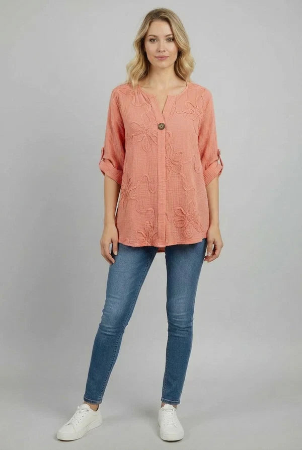 Cotton Tunic Top Coral