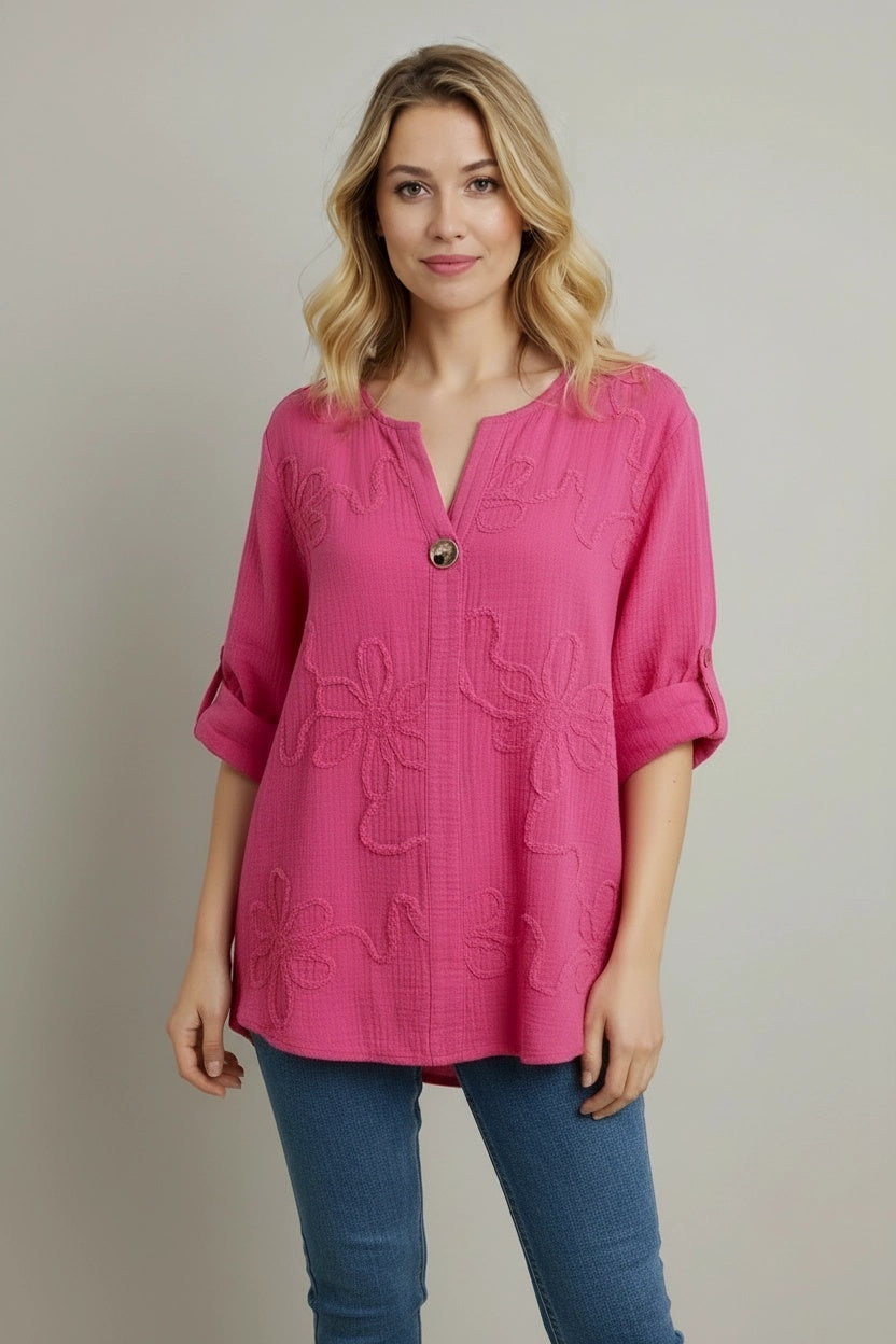 Cotton Tunic Top Fuchsia