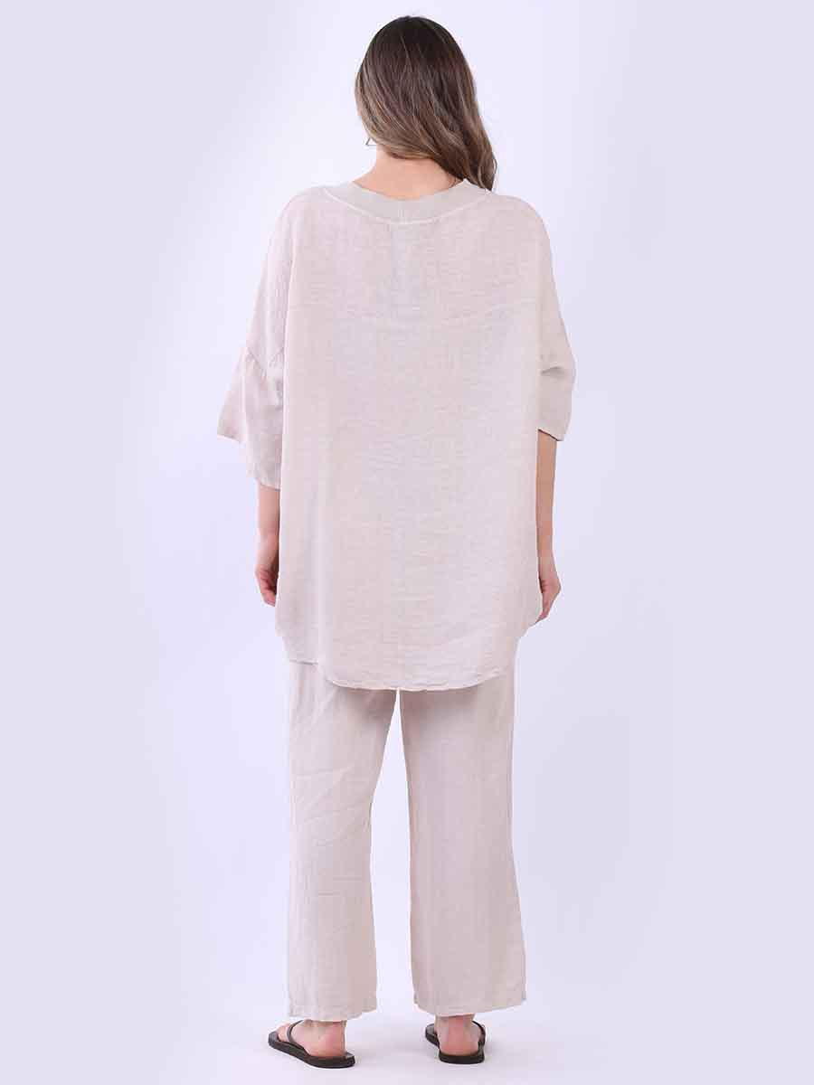 V-Neck Linen Plus Size Satin Top