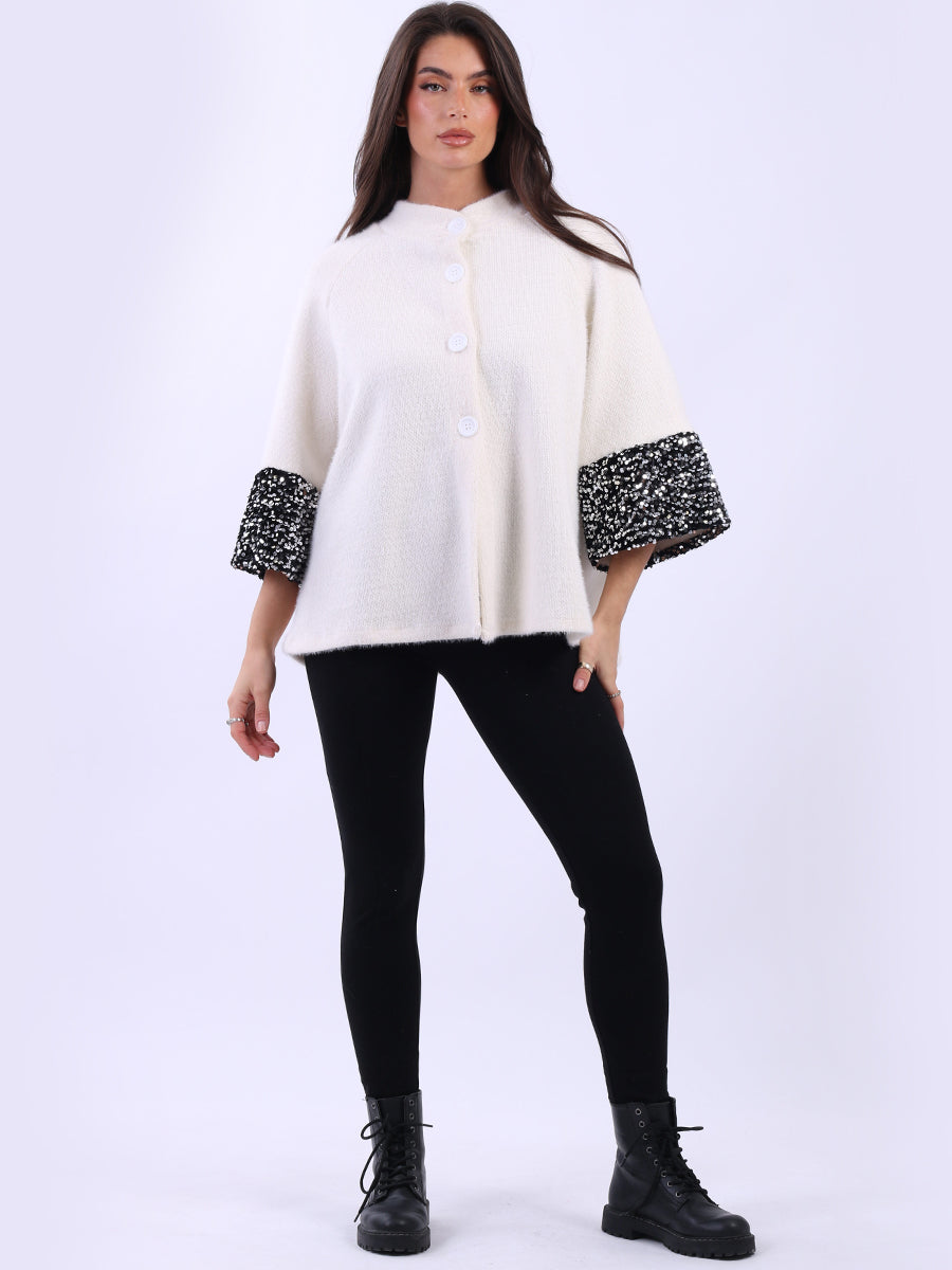 Front Buttons Ladies Sequin Jacket