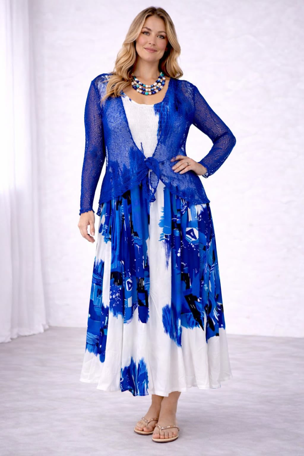 Mesh Net Shrug Royal Blue