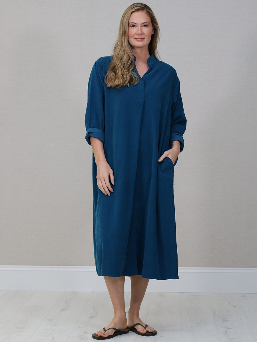 Cotton Corduroy Plus Size Dress Teal