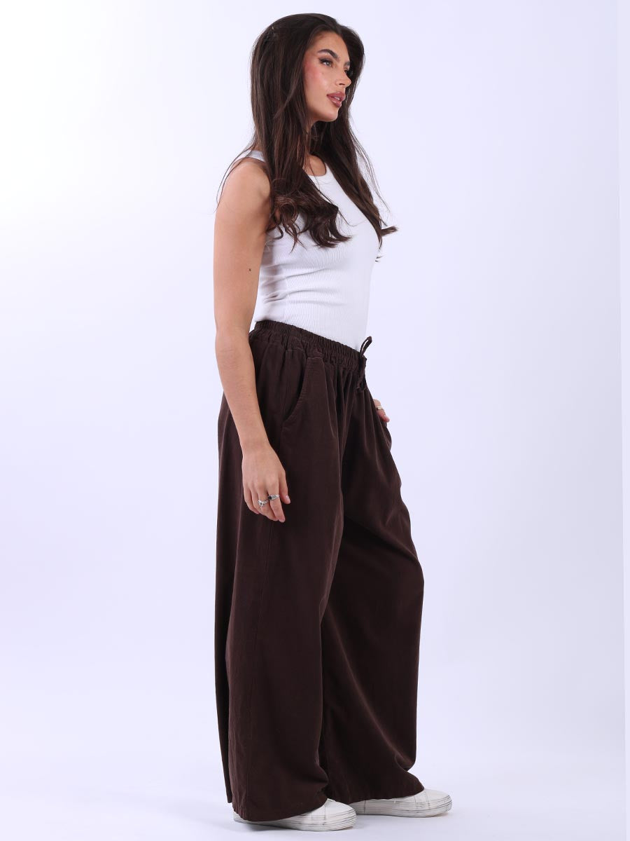 Cozy Side Pocket Cotton Corduroy Wide Leg Palazzo