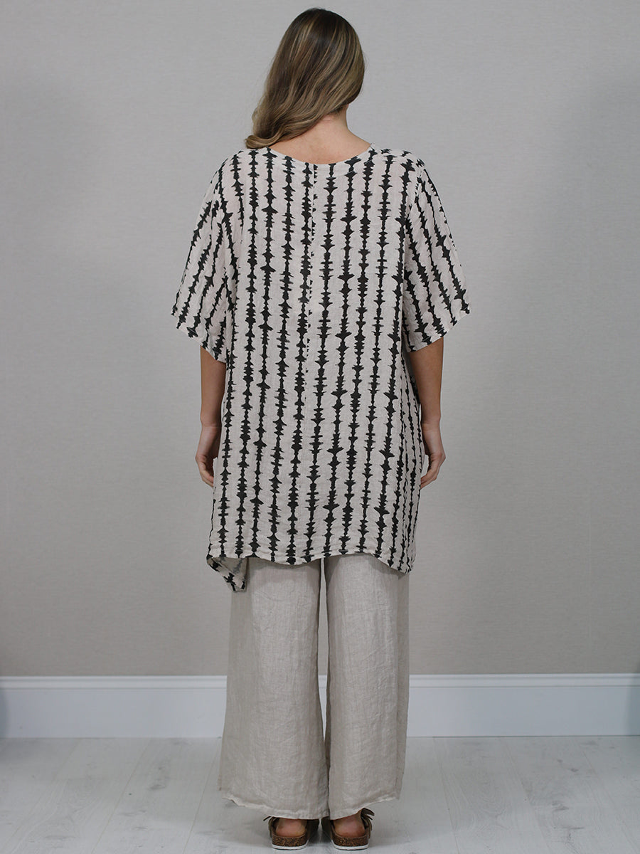 Made In Italy Printed Hi-Lo Linen Top