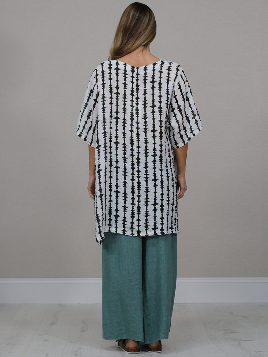 Made In Italy Printed Hi-Lo Linen Top
