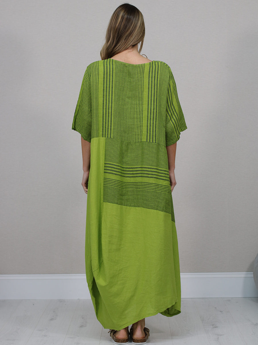Summer Linen Lagenlook Stripy Dress