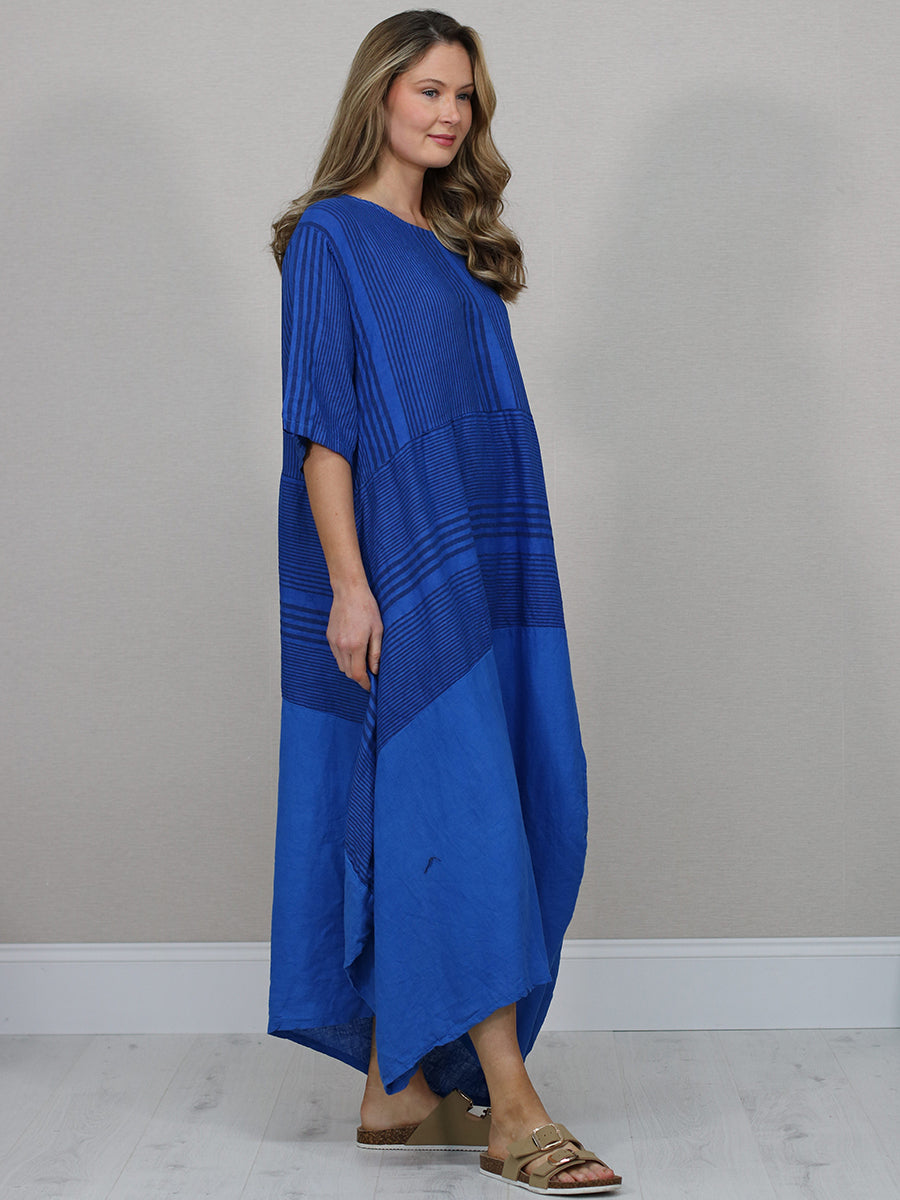 Summer Linen Lagenlook Stripy Dress