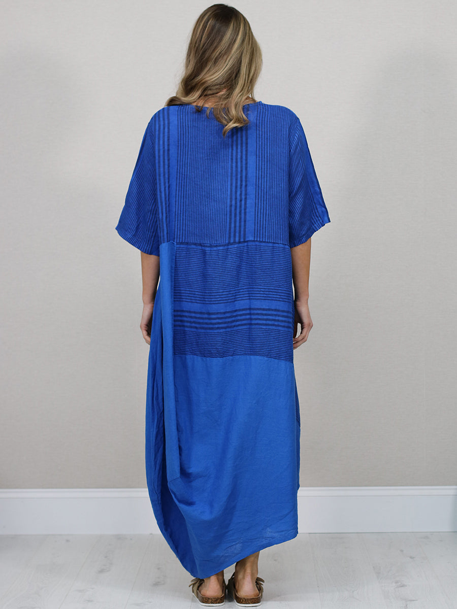 Summer Linen Lagenlook Stripy Dress