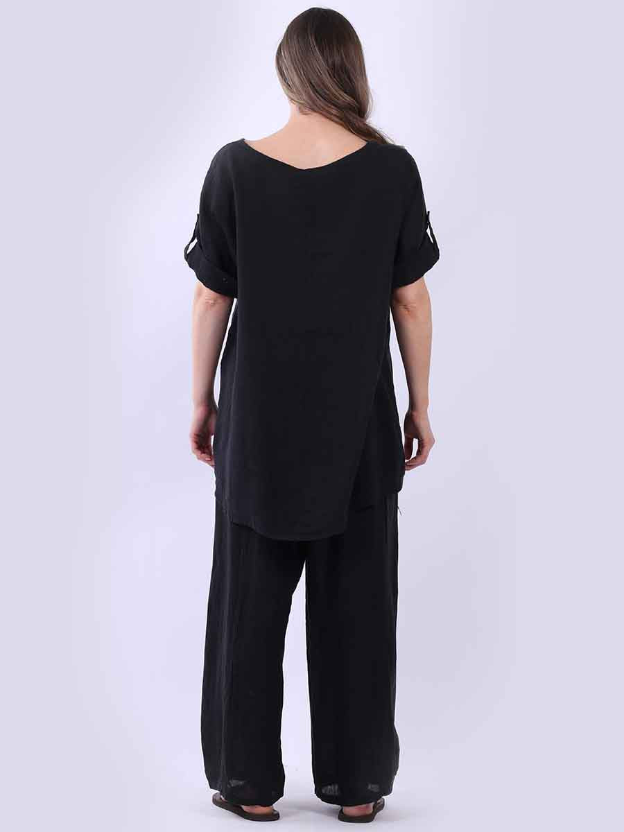 Hi-Lo Plain Linen Women Top