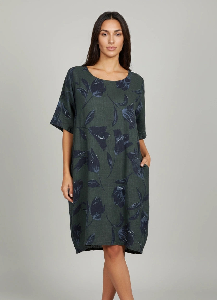 Lagenlook Cotton Dress Charcoal