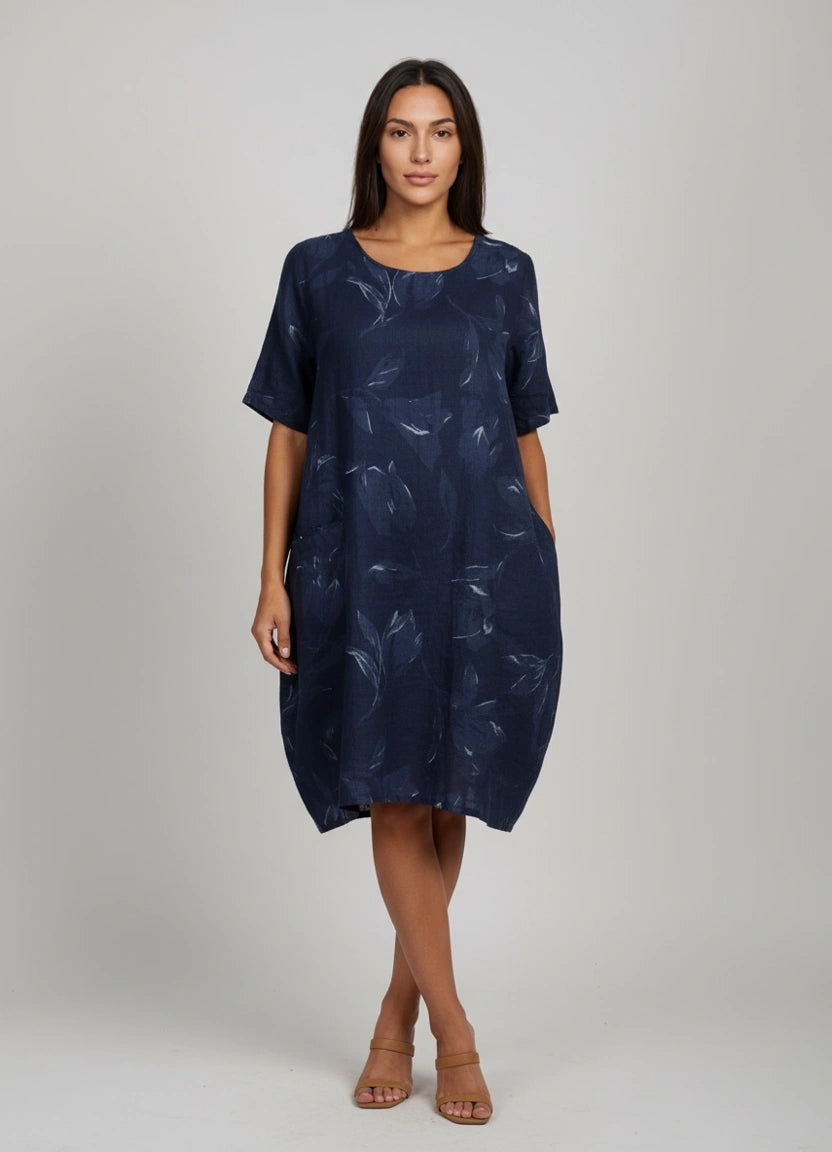Lagenlook Cotton Dress Navy