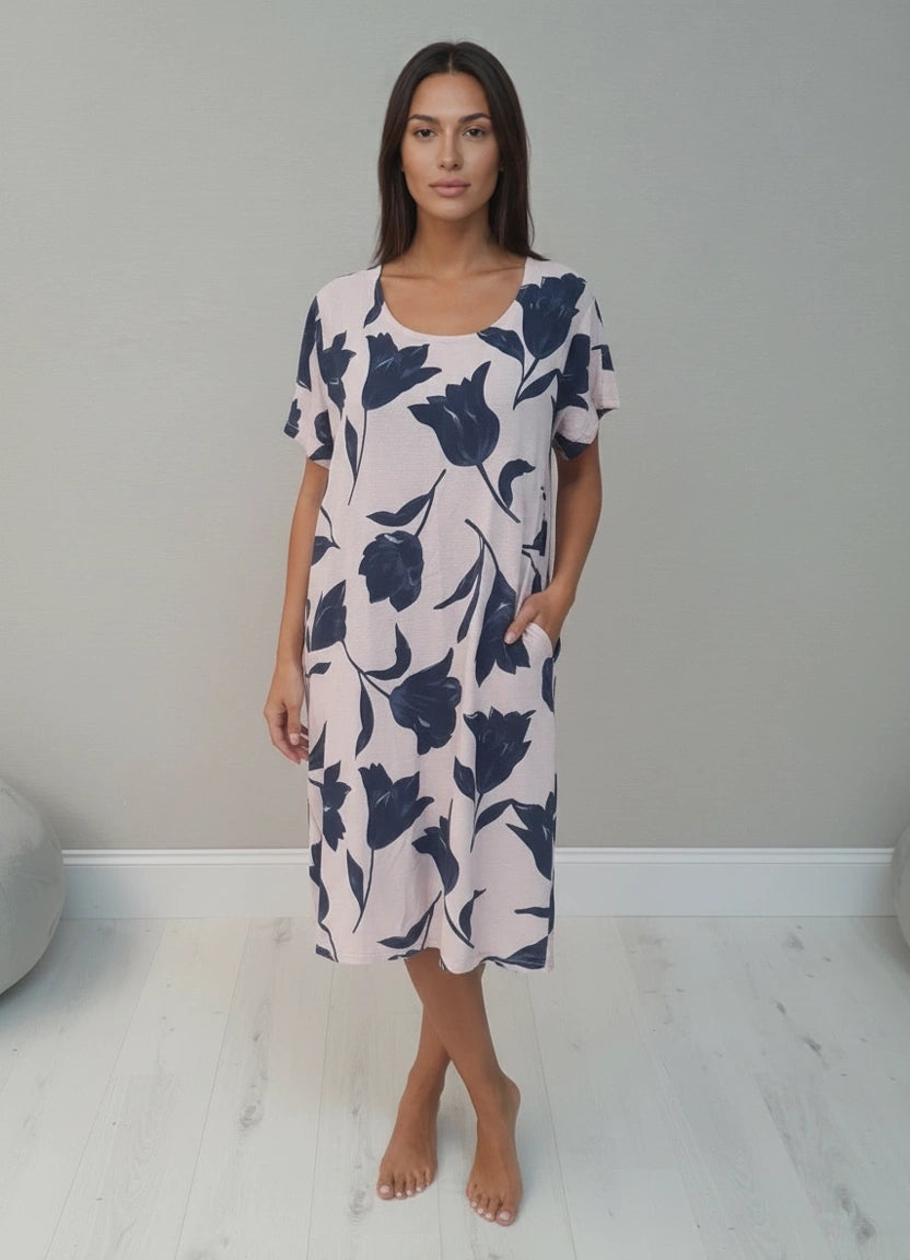 Lagenlook Cotton Dress Pink