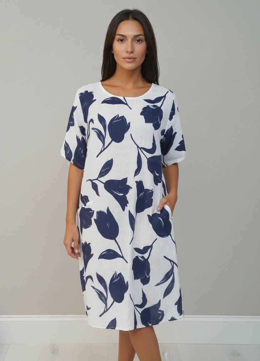 Lagenlook Cotton Dress White