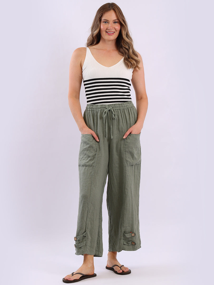 Solid Linen Trouser Khaki