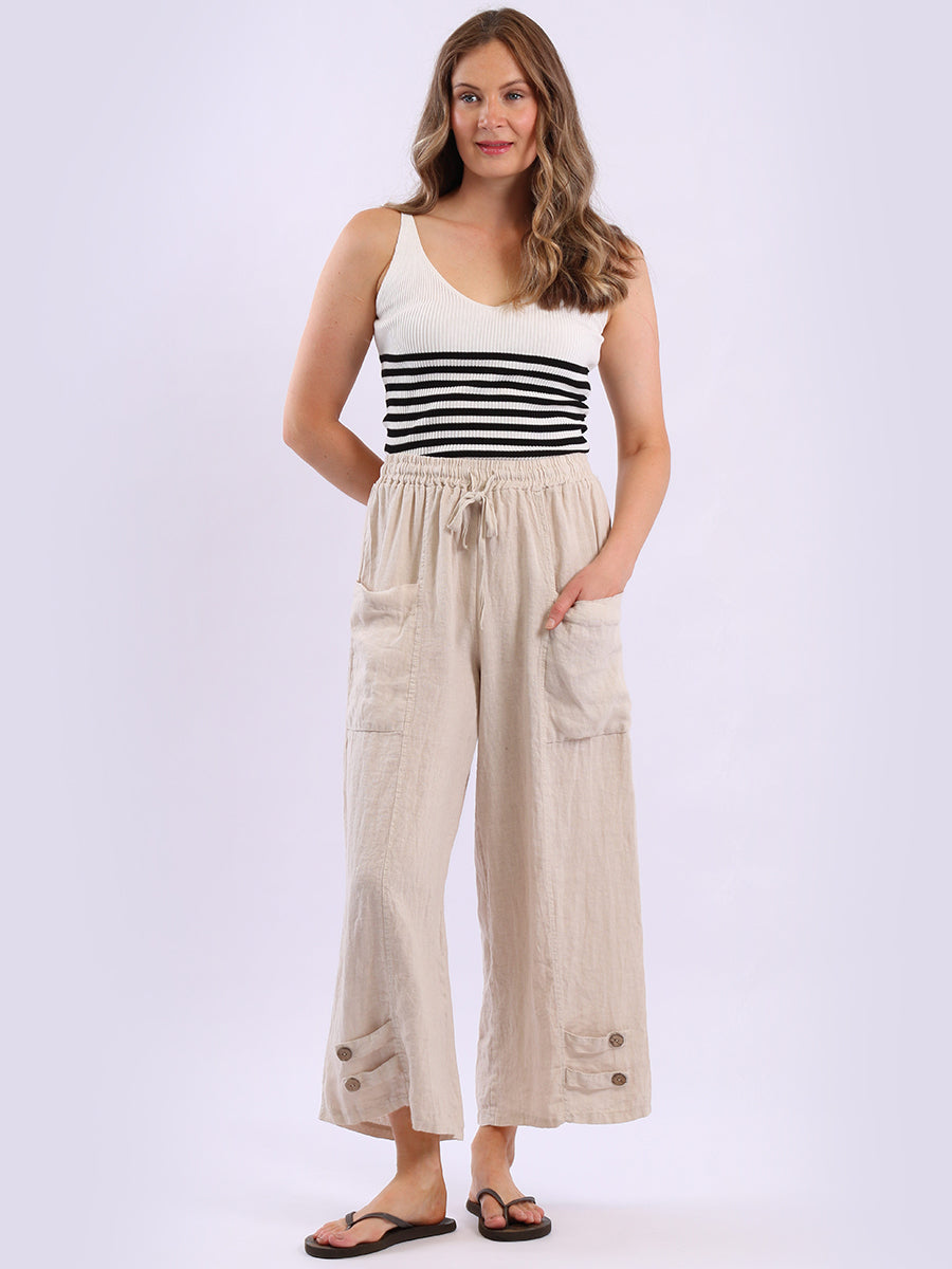 Solid Linen Trouser Beige