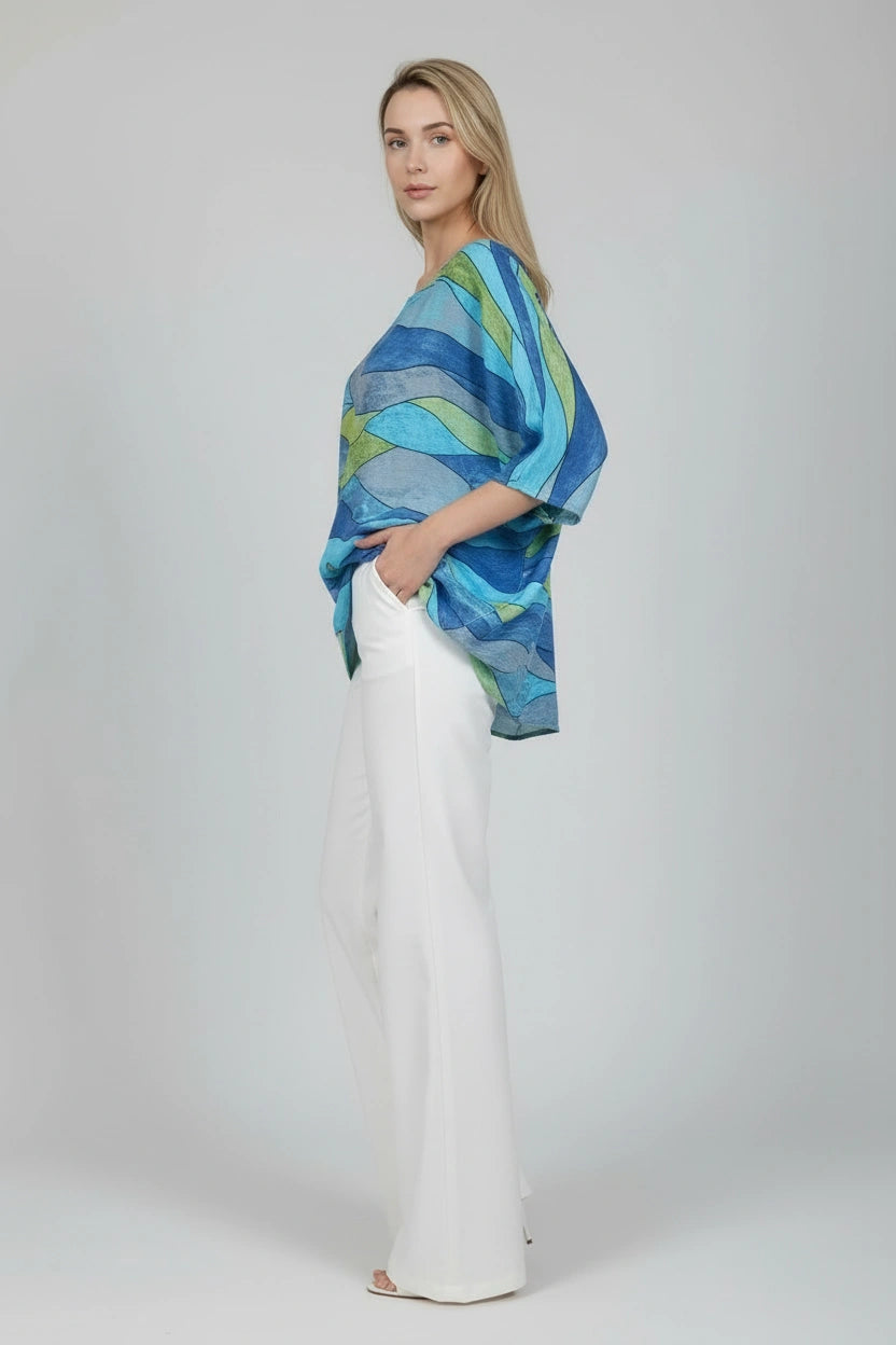 Abstract Print Baggy Cotton Top