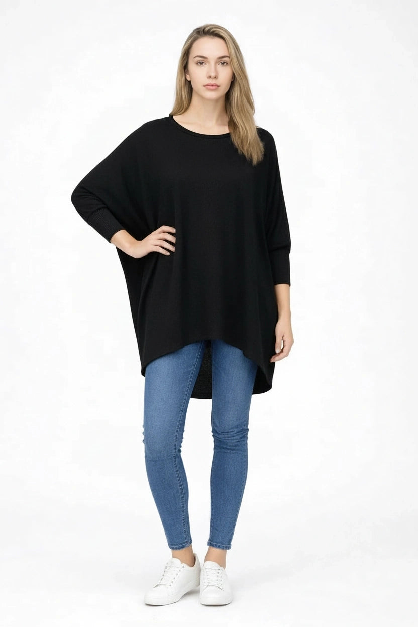 Batwing Tunic Top Black