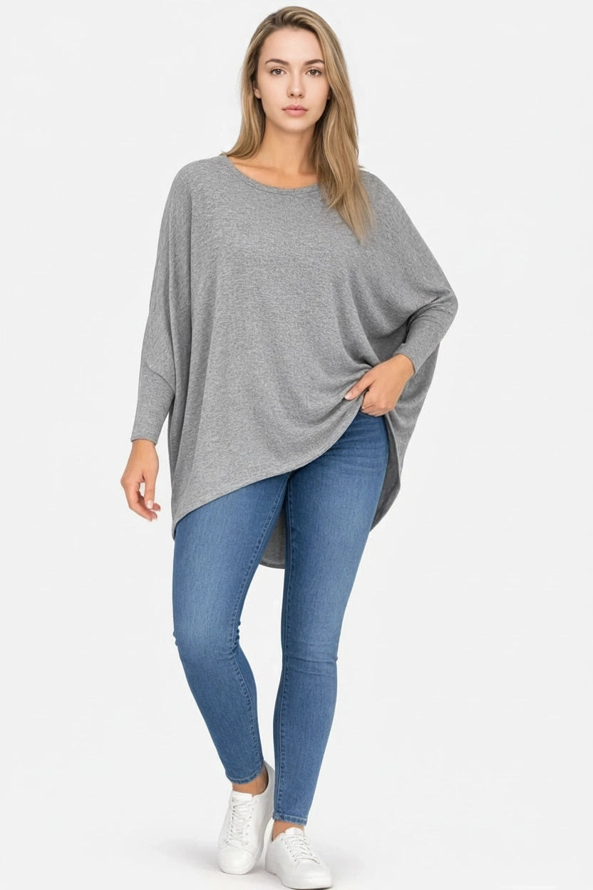 Batwing Tunic Top Grey