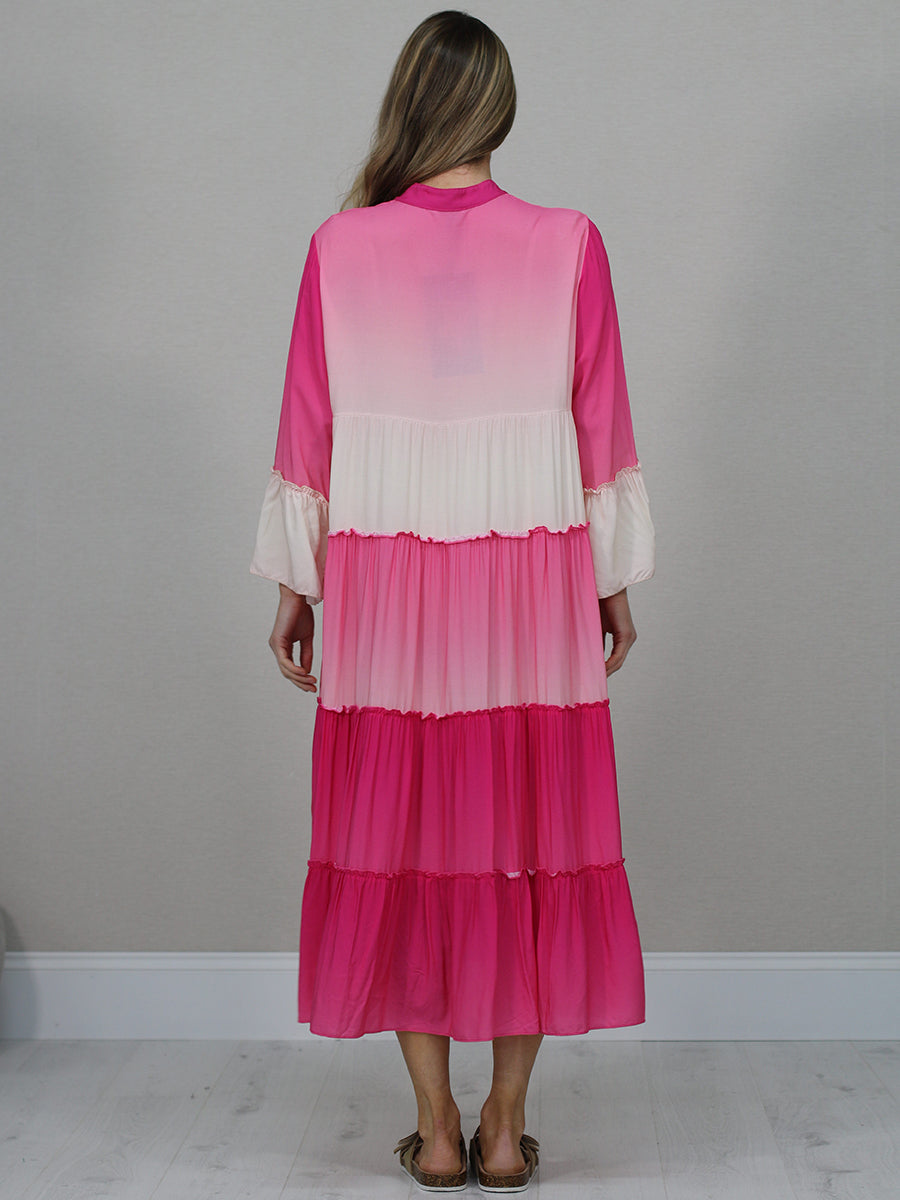 Women Tie And Dye Tired Maxi Dress