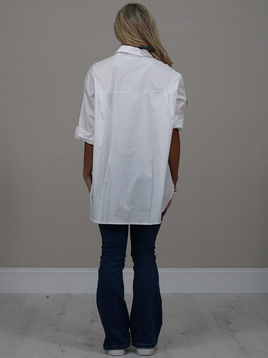 Solid Cotton Hi-Lo Women Shirt