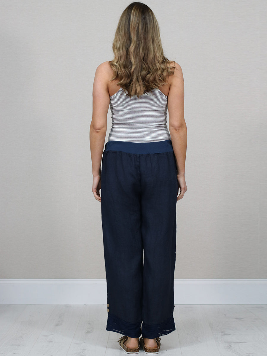 Solid Linen Wide Leg Trouser