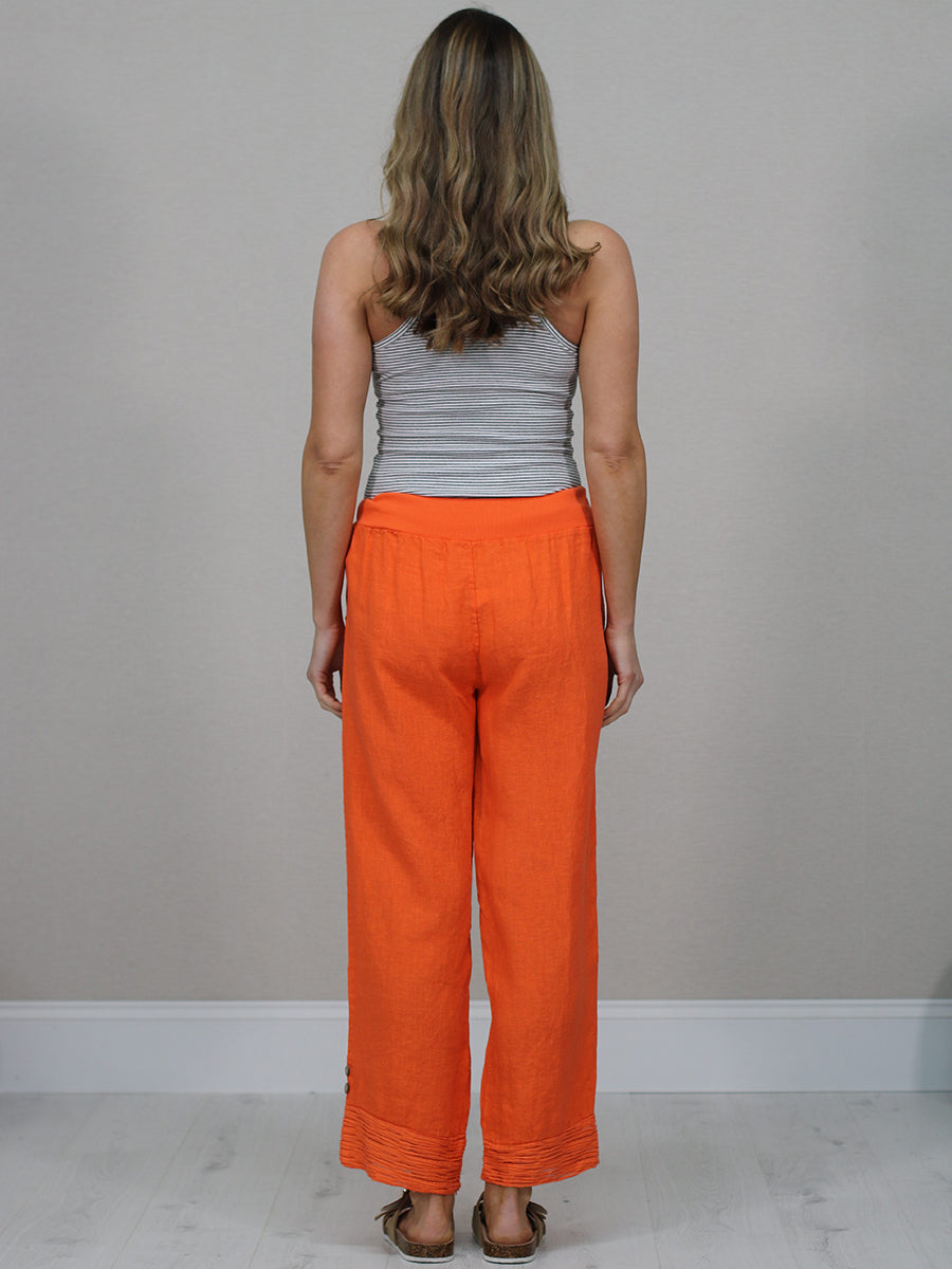 Solid Linen Wide Leg Trouser