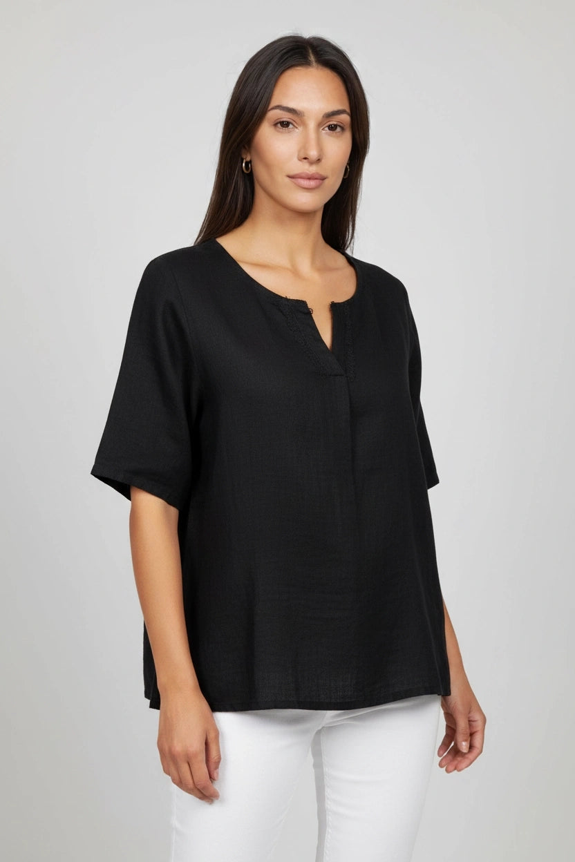 Plain Linen Shirt Black