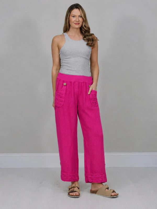 Solid Linen Wide Leg Trouser