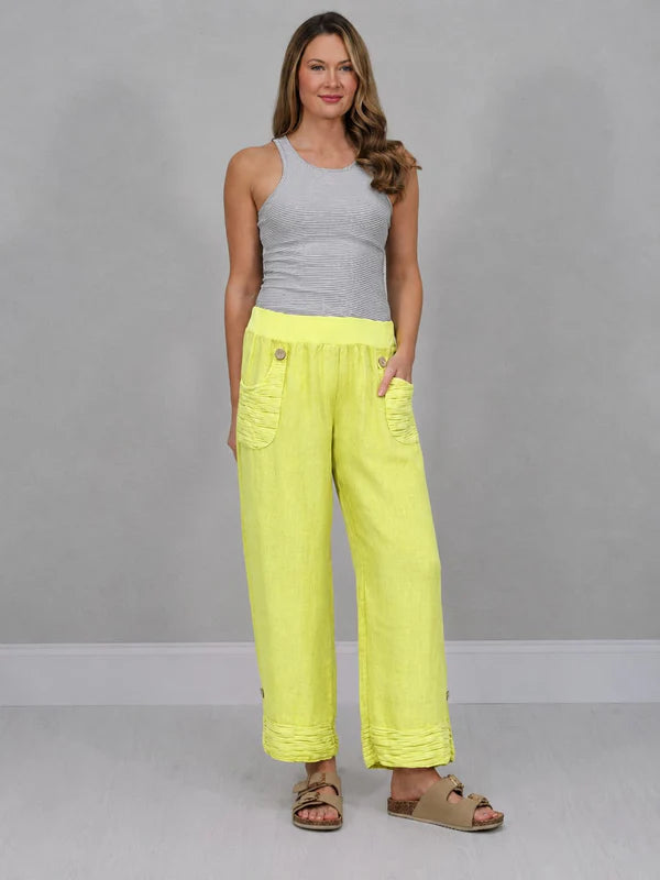 Solid Linen Wide Leg Trouser