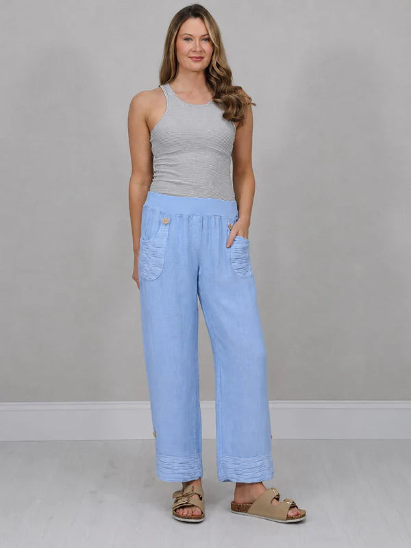 Solid Linen Wide Leg Trouser