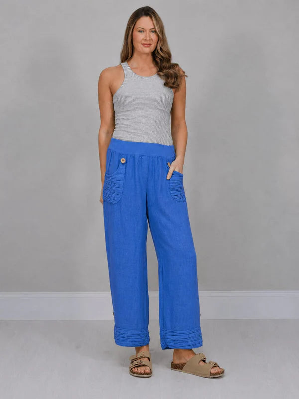 Solid Linen Wide Leg Trouser