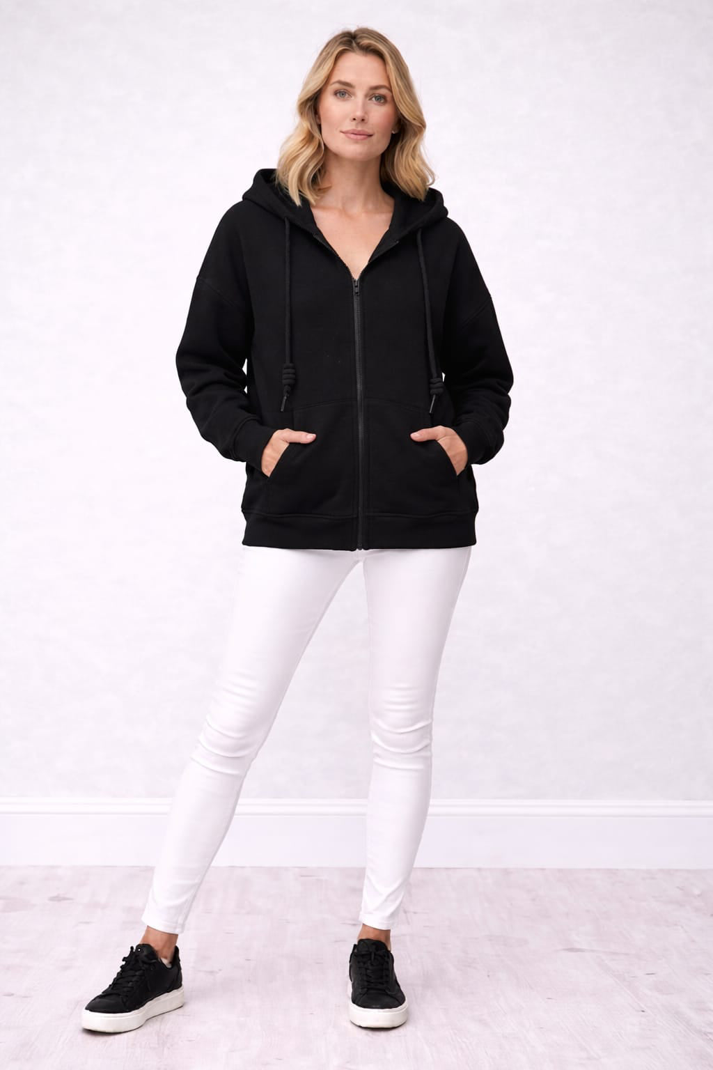 Women Plain Baggy Crop Hoodie