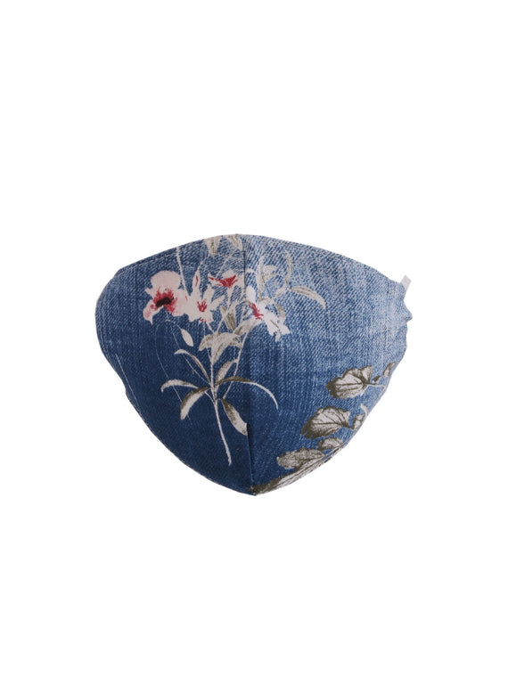 Floral Print Denim Cotton Washable Face Mask (PACK OF 5)