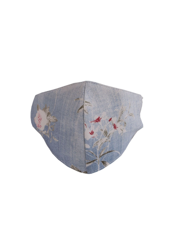 Floral Print Denim Cotton Washable Face Mask (PACK OF 5)