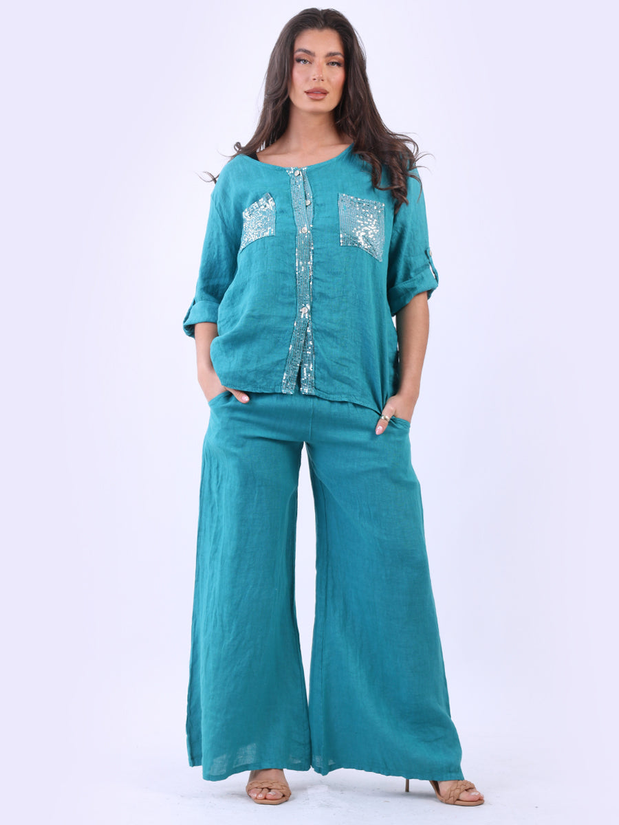 Casual Linen Wide Leg Women Palazzo