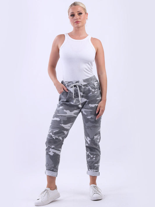 Italian Made Ladies Camouflage Magic Pants -White