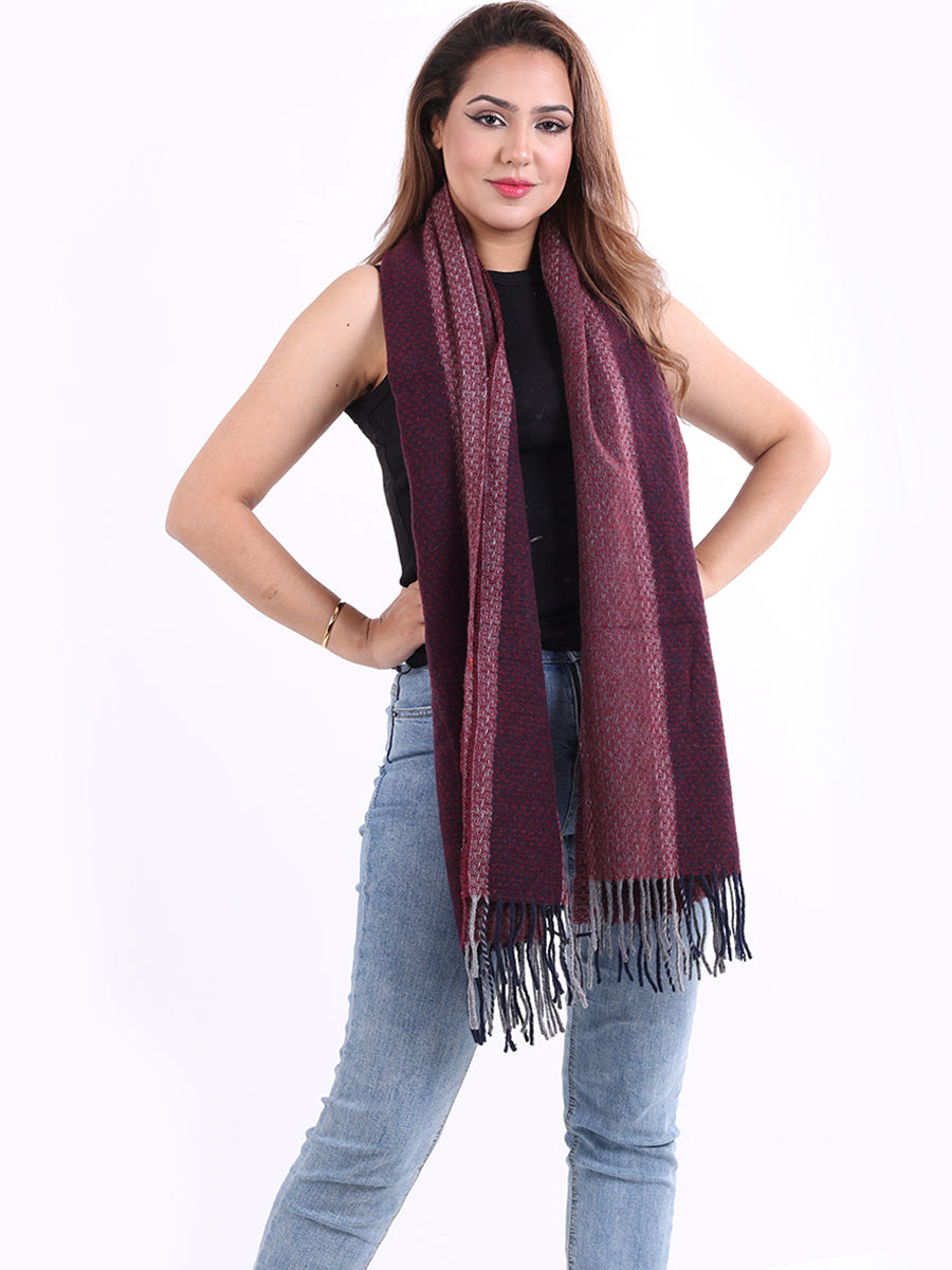 Italian Multi Shaded Woolen Scarf-Navy