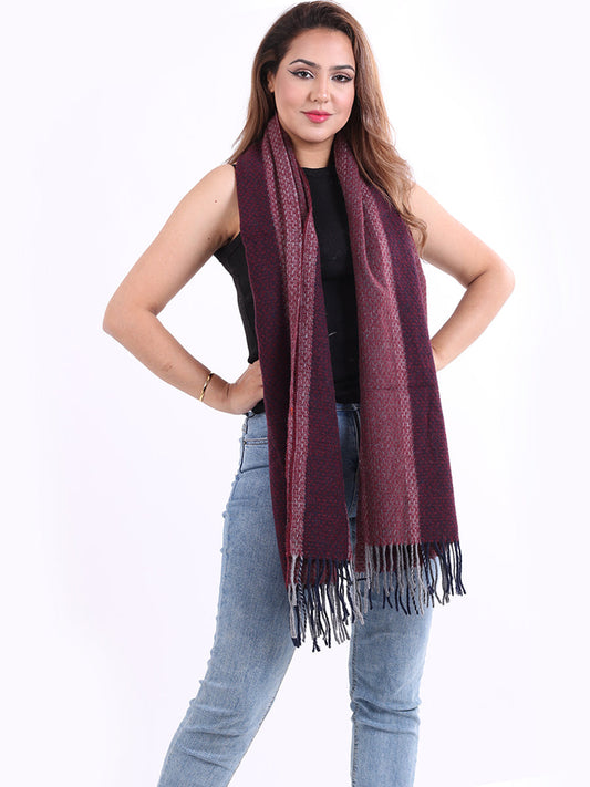 Italian Multi Shaded Woolen Scarf-Navy