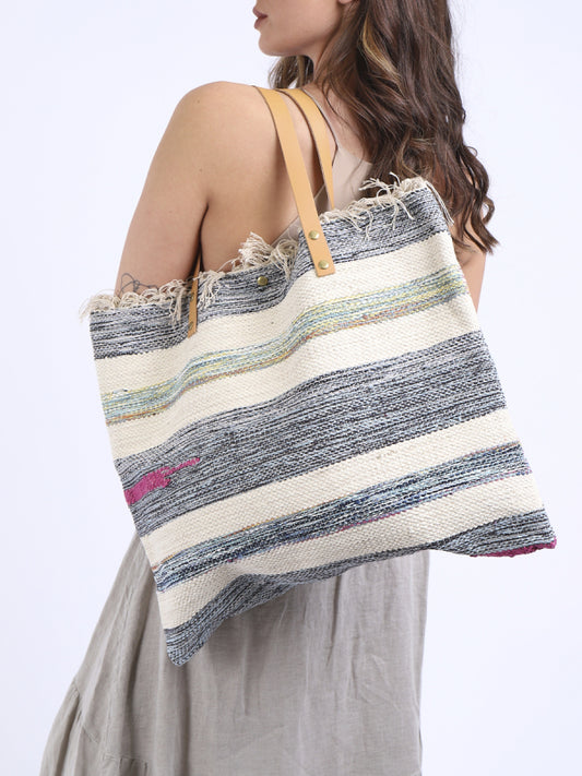 Made In Italy Multi Stripes Canvas Tote Bag (Pack of 5)