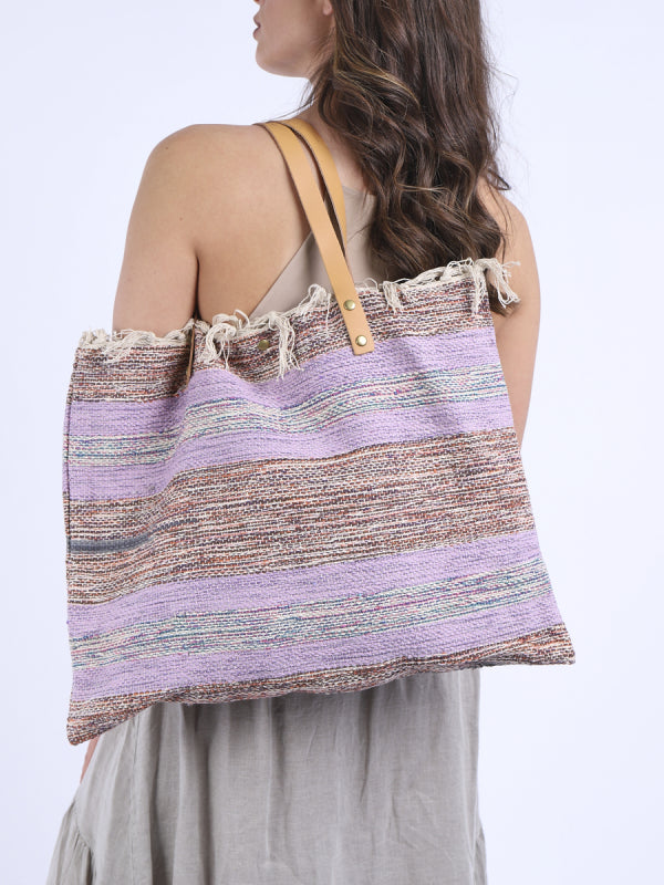 Made In Italy Multi Stripes Canvas Tote Bag (Pack of 5)