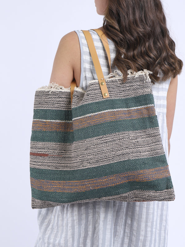 Made In Italy Multi Stripes Canvas Tote Bag (Pack of 5)