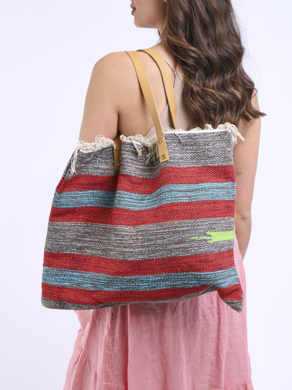 Made In Italy Multi Stripes Canvas Tote Bag (Pack of 5)